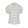 Blouse blanche boutons cerise