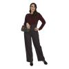 Pantalon retro a bretelles bordeaux et bleu