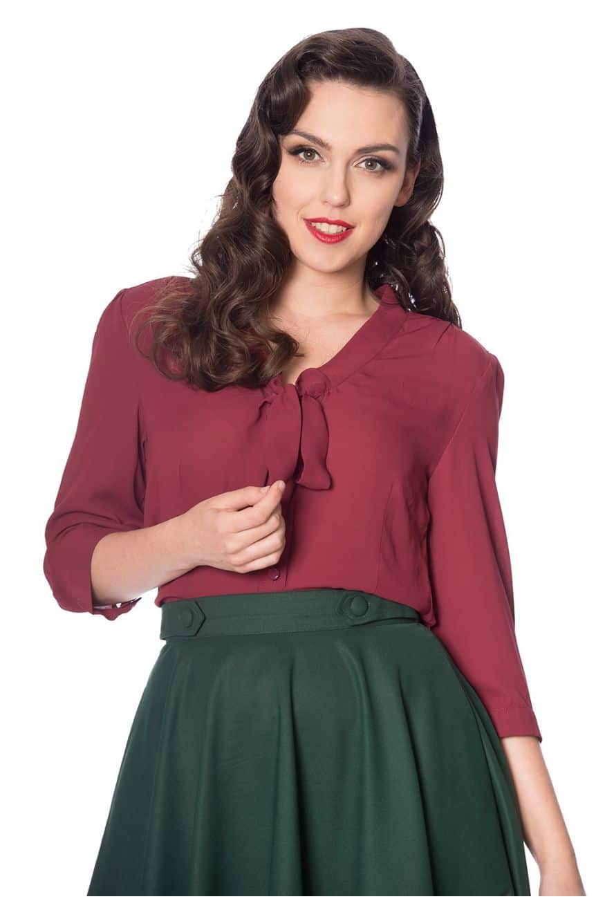 Blouse bordeaux rétro