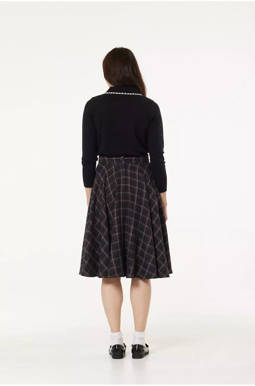 Jupe en laine tartan violet