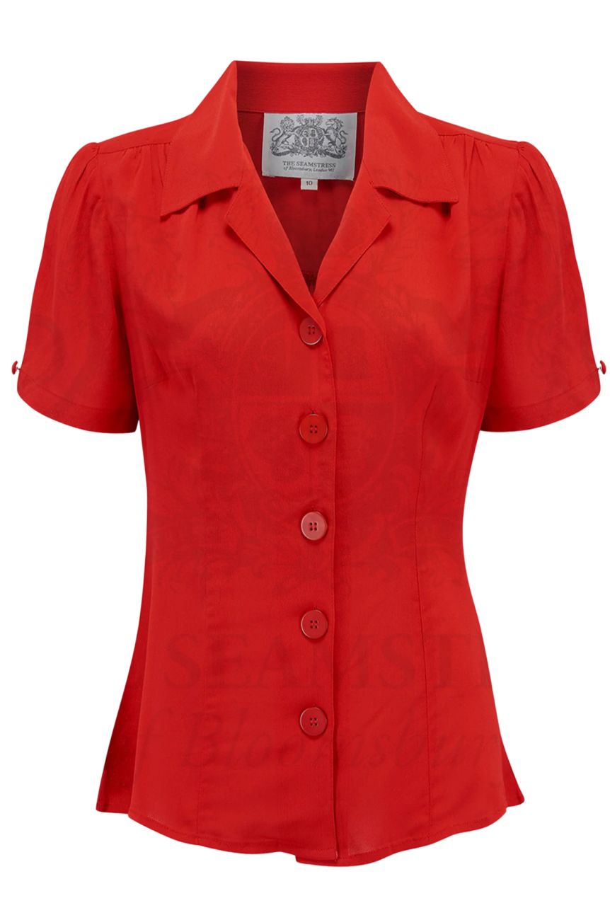 Blouse années 40's rouge