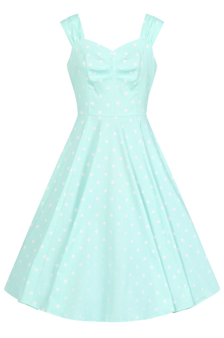 Robe a pois bleue pois blanc - Hearts and Roses