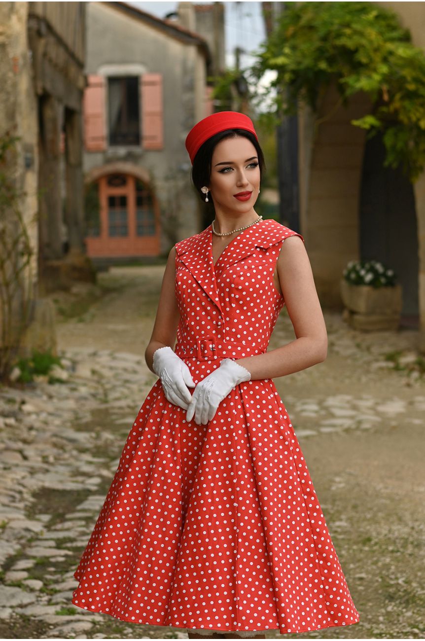 Robe a pois rouge et blanc - Hearts and Roses