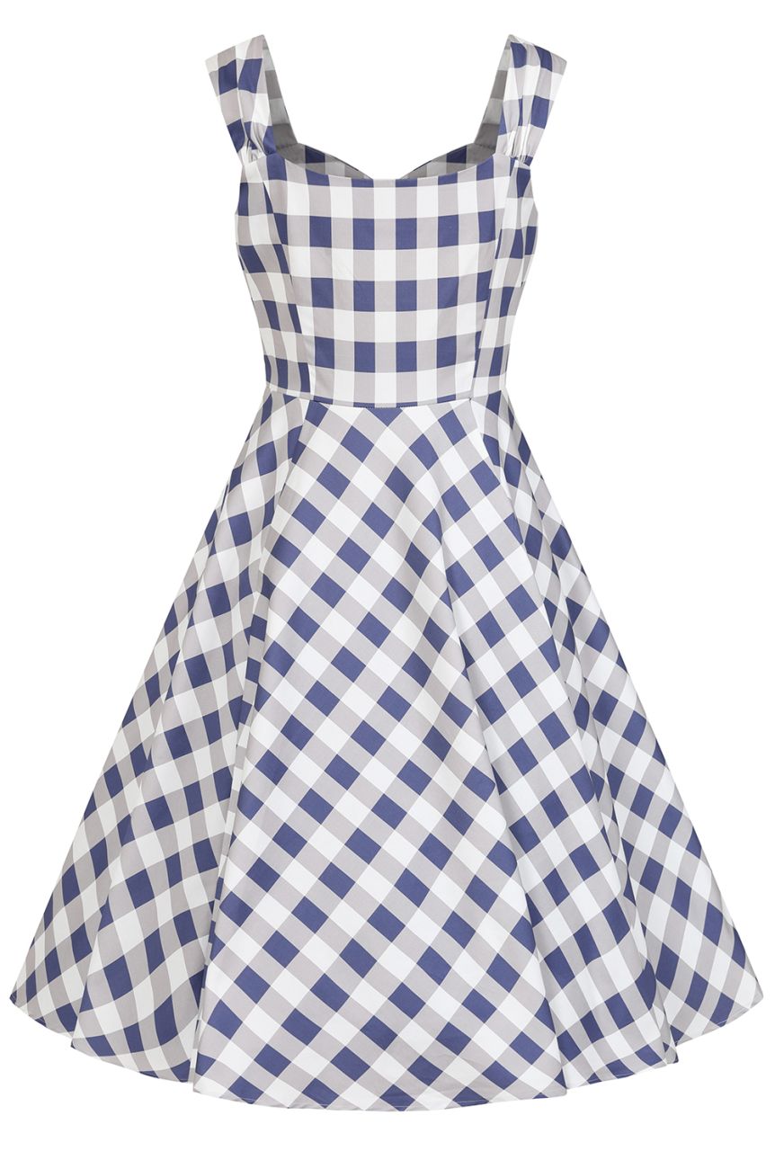 Robe retro a carreaux bleu