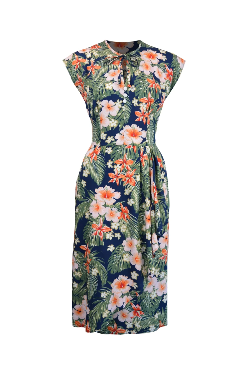 Robe légère rétro motif tropical