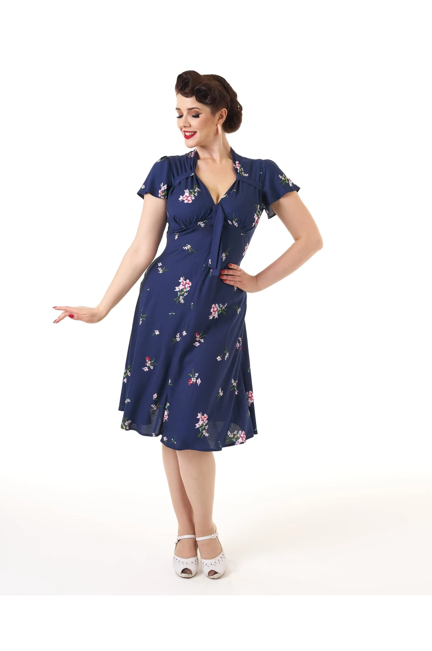 Robe petty Retro blue a fleurs