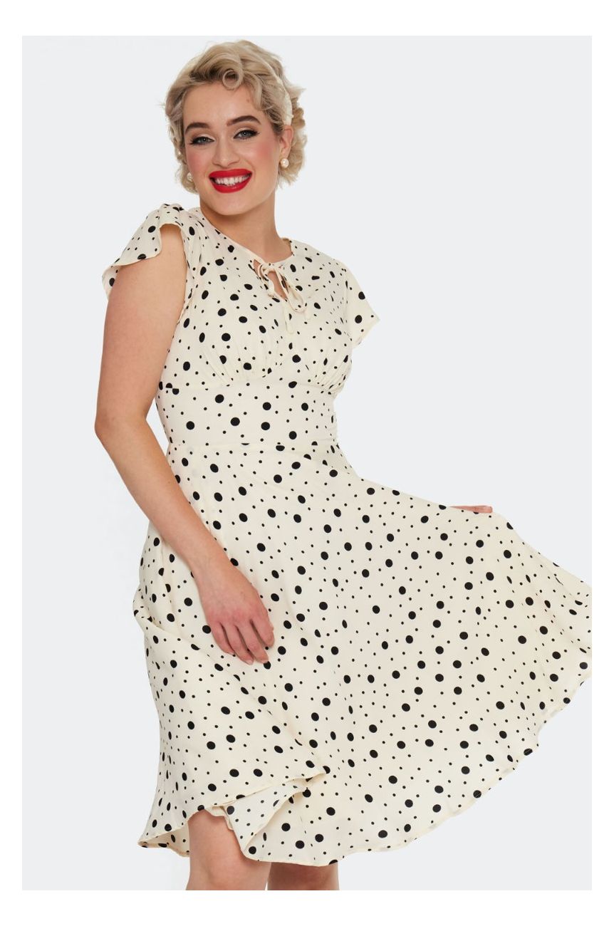 Robe vintage écrue pois