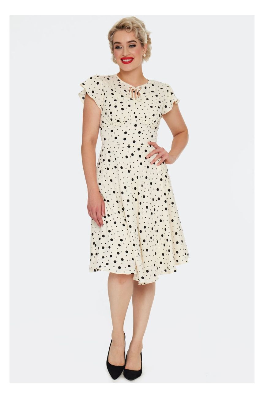 Robe retro écrue pois