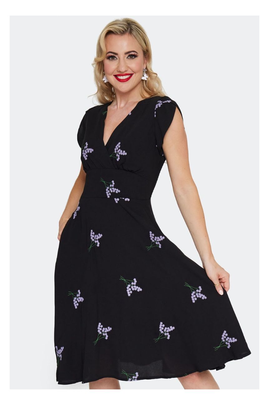 Robe vintage noire brodée Voodoo vixen