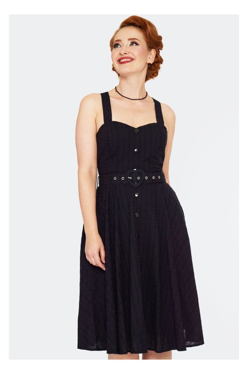 Robe pin-up noire broderie anglaise