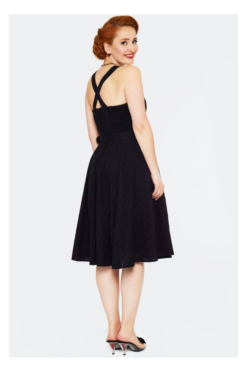 Robe pin-up noire broderie anglaise