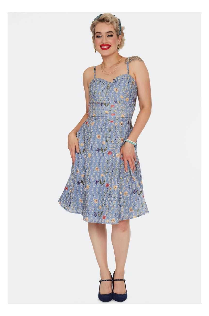 Robe a bretelle guinguette a fleur