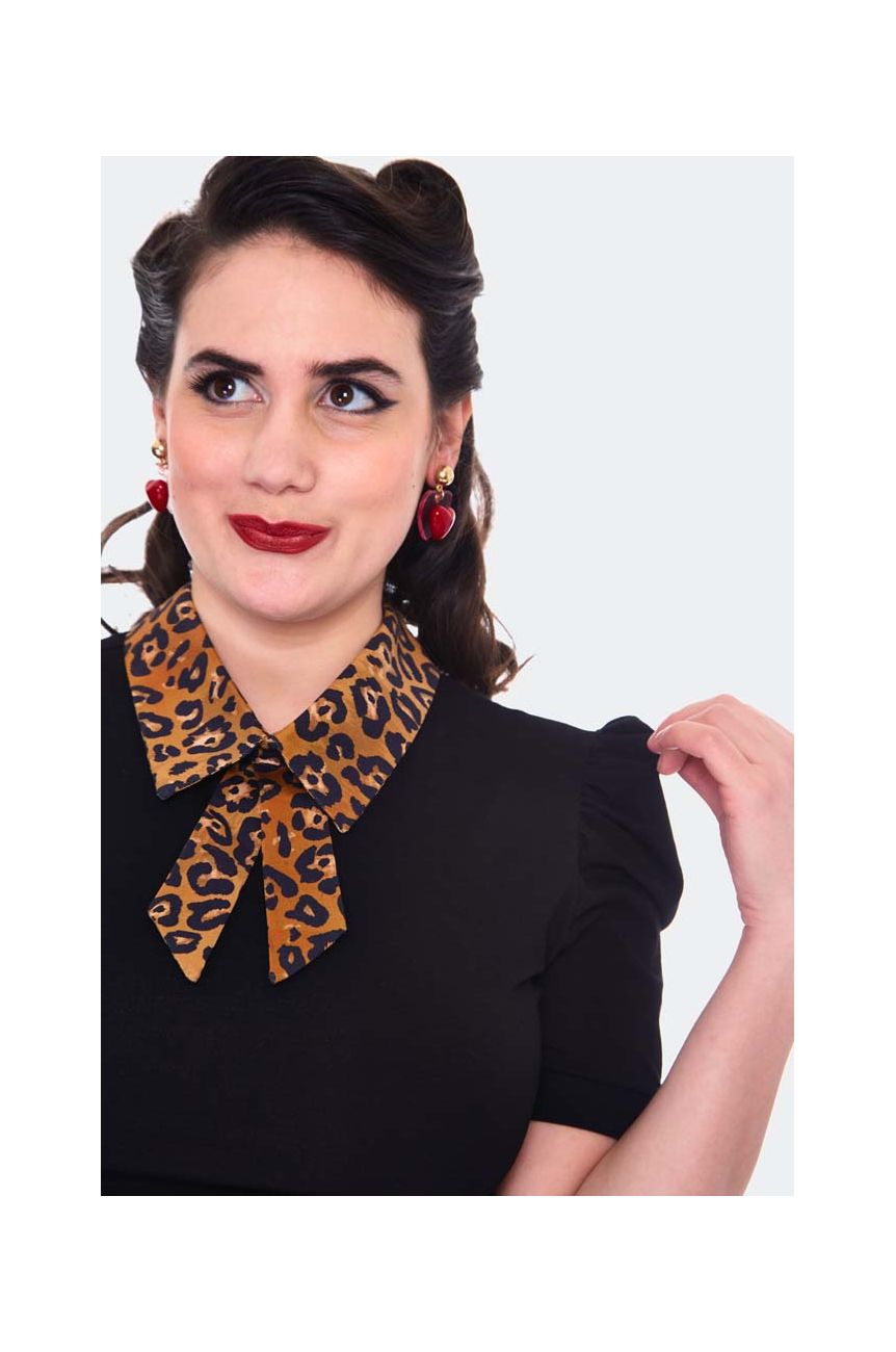 Haut rockabilly col léopard