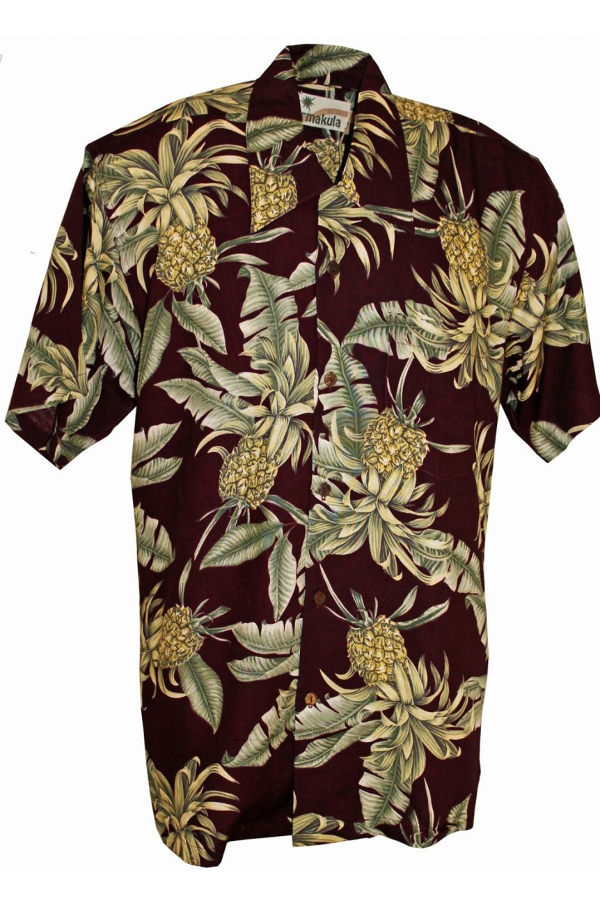 Chemise hawaïenne bordeaux ananas