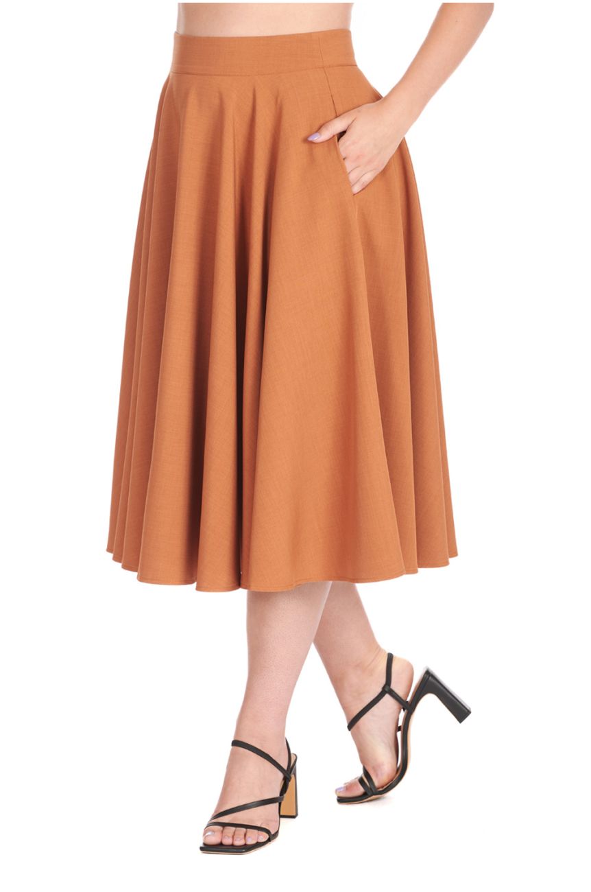 Jupe swing marron clair