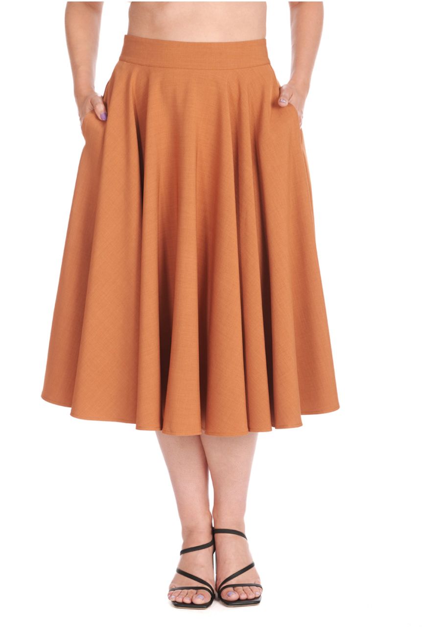 Jupe swing marron clair