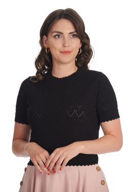 Pull rétro coeur manches courtes