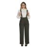 Pantalon vert vintage à bretelles croisées