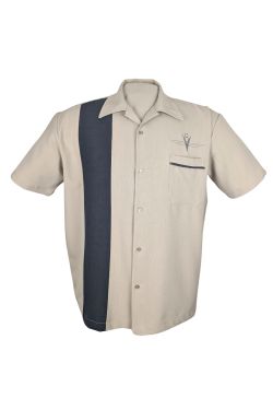 Chemise Rockabilly Vintage Bicolore Manches Courtes - Bowling Shirt Style