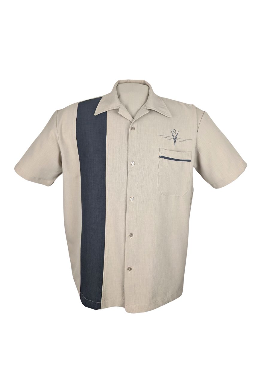 Chemise Rockabilly Vintage Bicolore Manches Courtes - Bowling Shirt Style