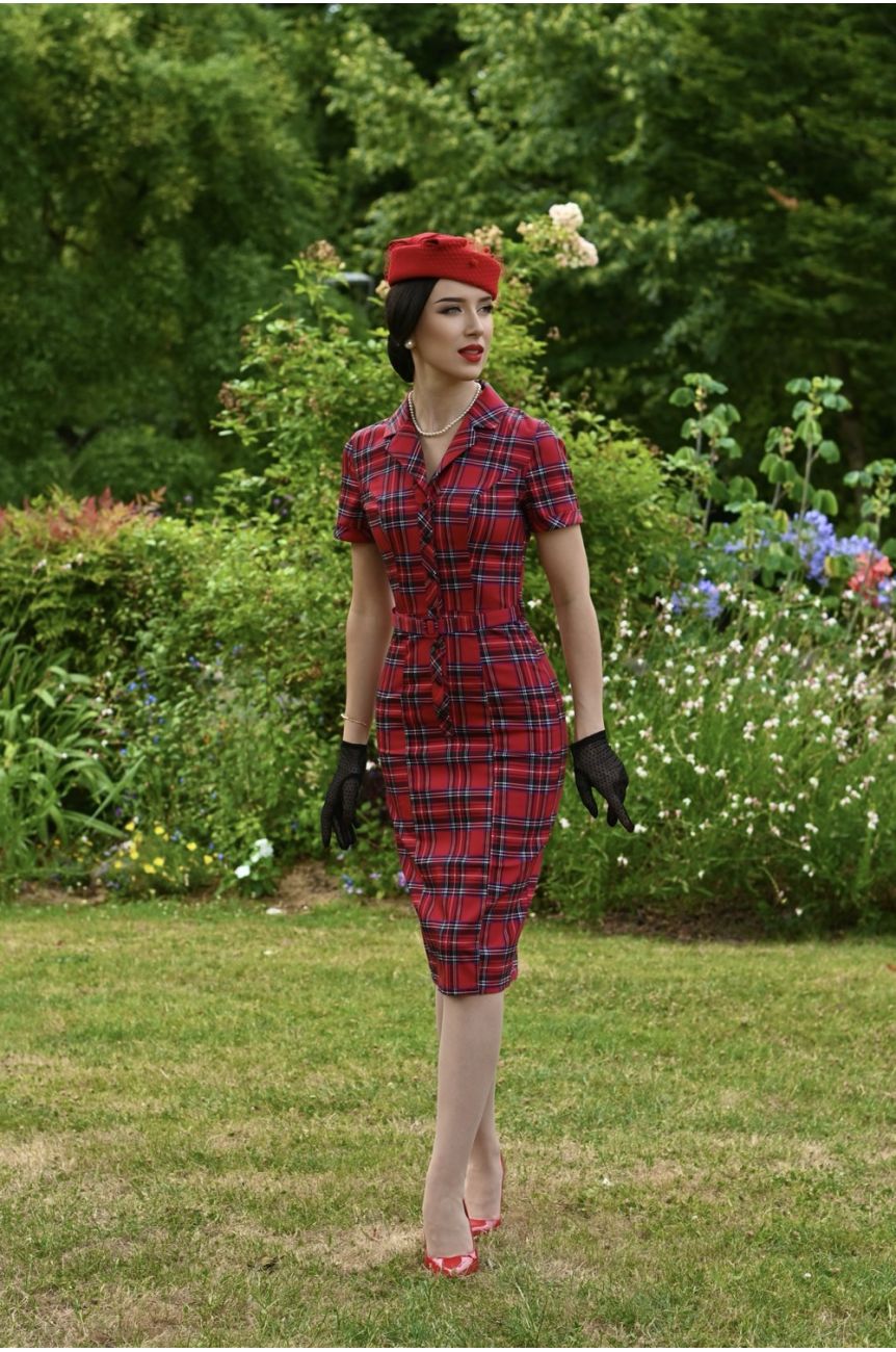 Robe fourreau tartan