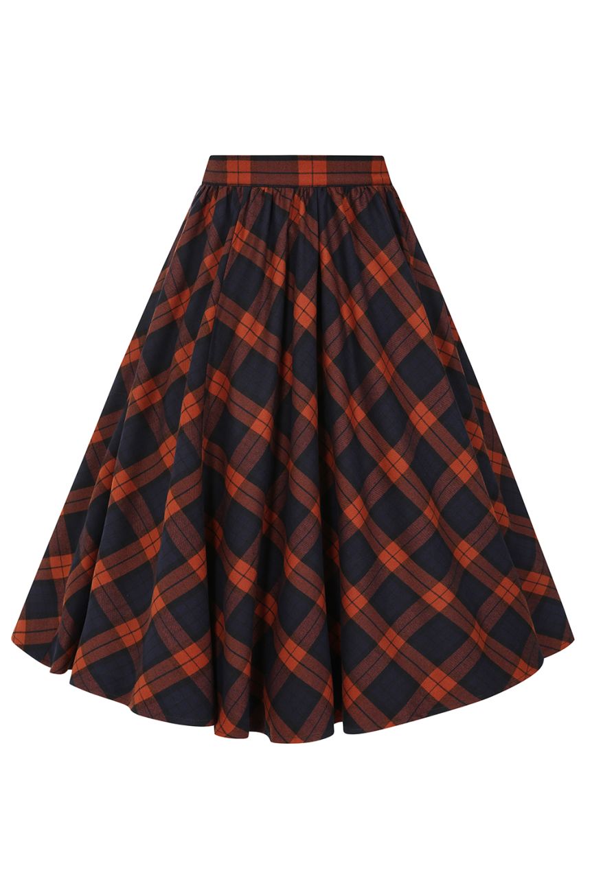 Jupe tartan swing a carreaux marron