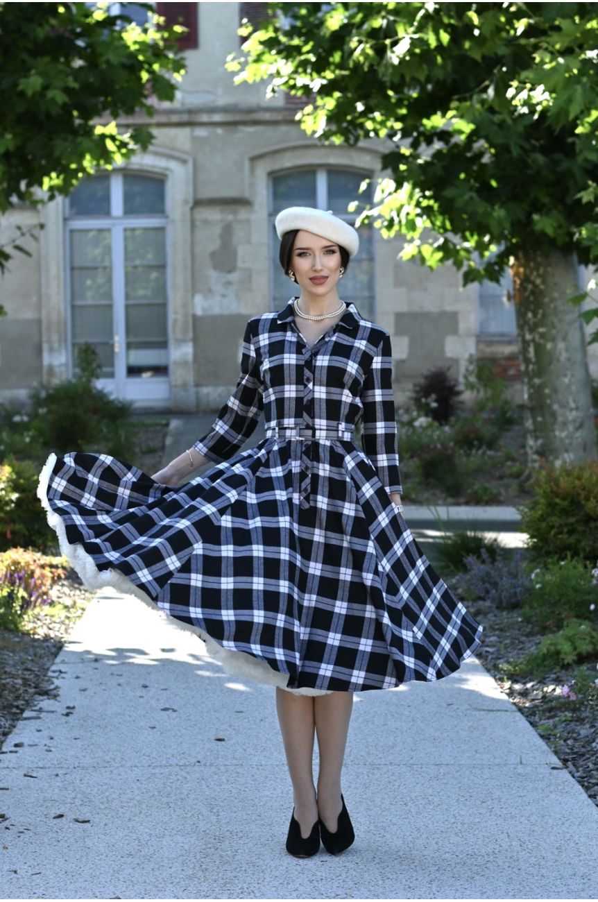 HOT Robe Chemise Carreaux Robe Chemise Carreaux Noir Blanc