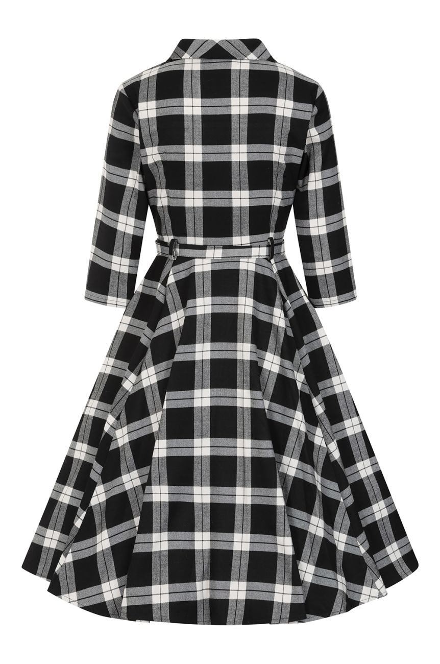 Robe chemise retro tartan taille haute
