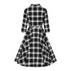 Robe chemise retro tartan taille haute