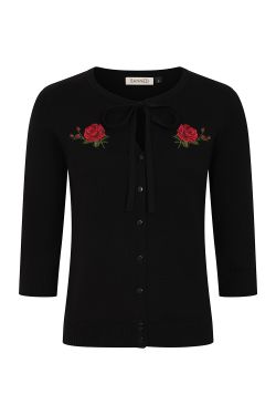 Cardigan noir rétro avec roses