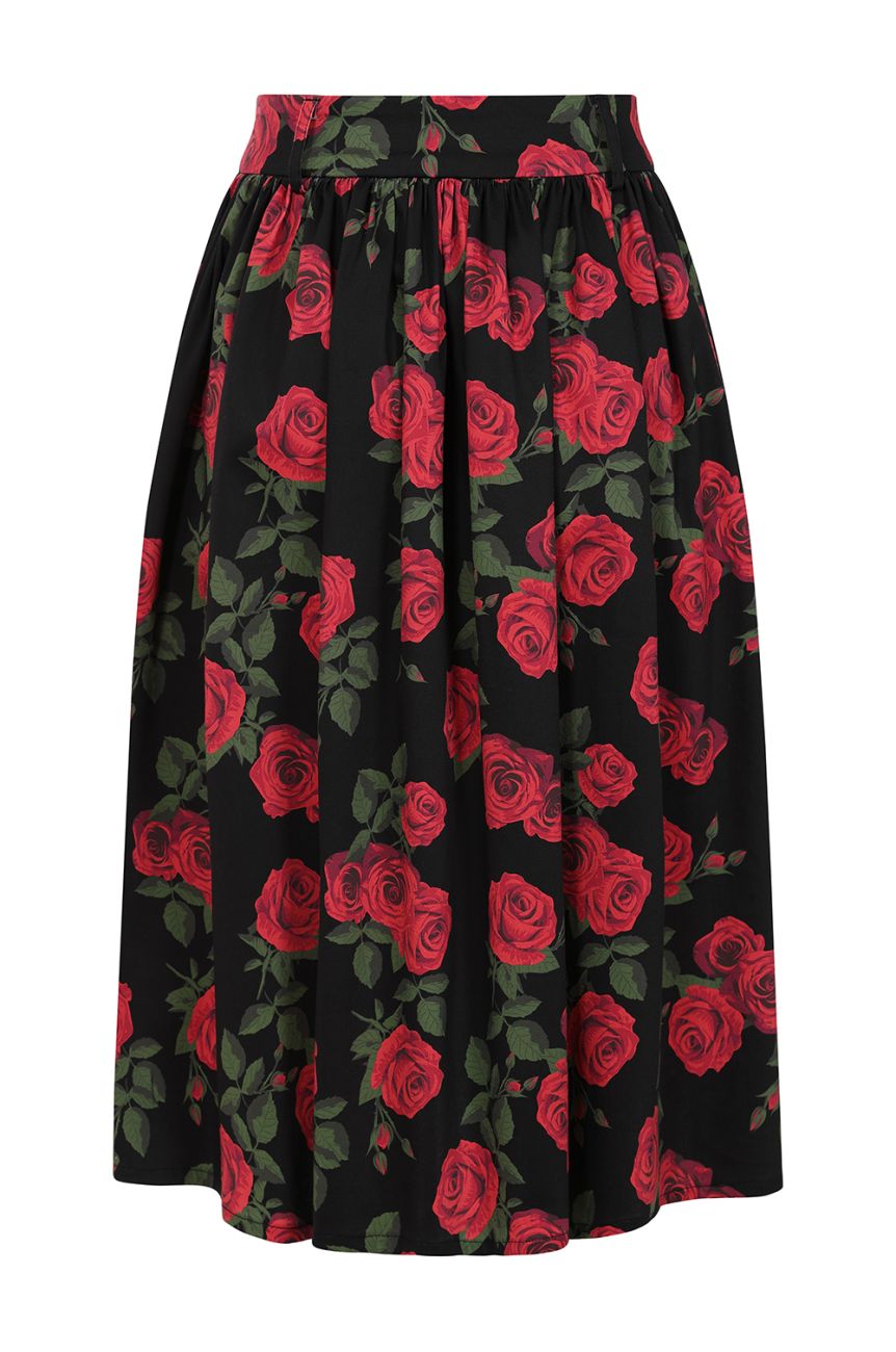 Jupe évasée Banned fleurs style rétro