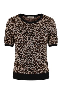 Pull rockabilly léopard manches courtes