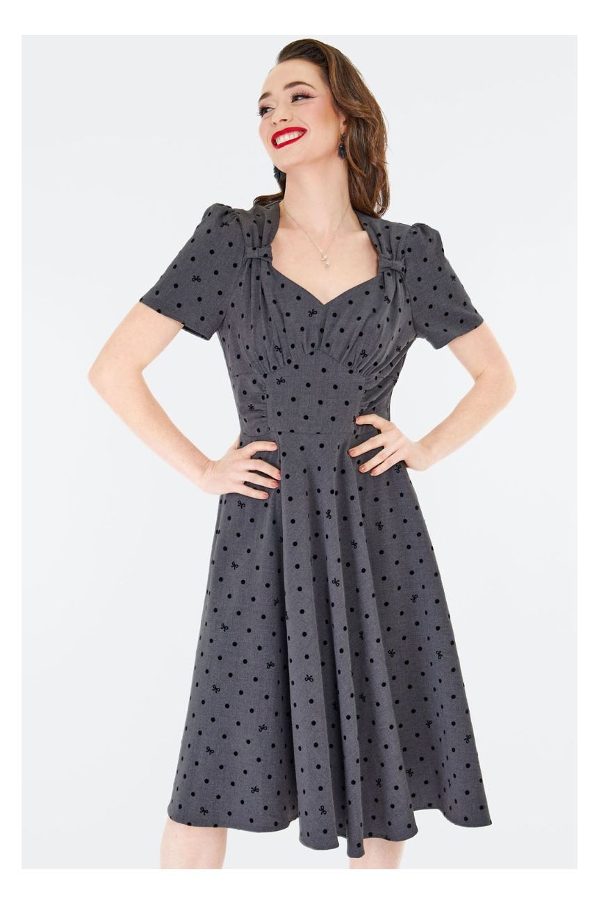 Robe rockabilly grise à pois