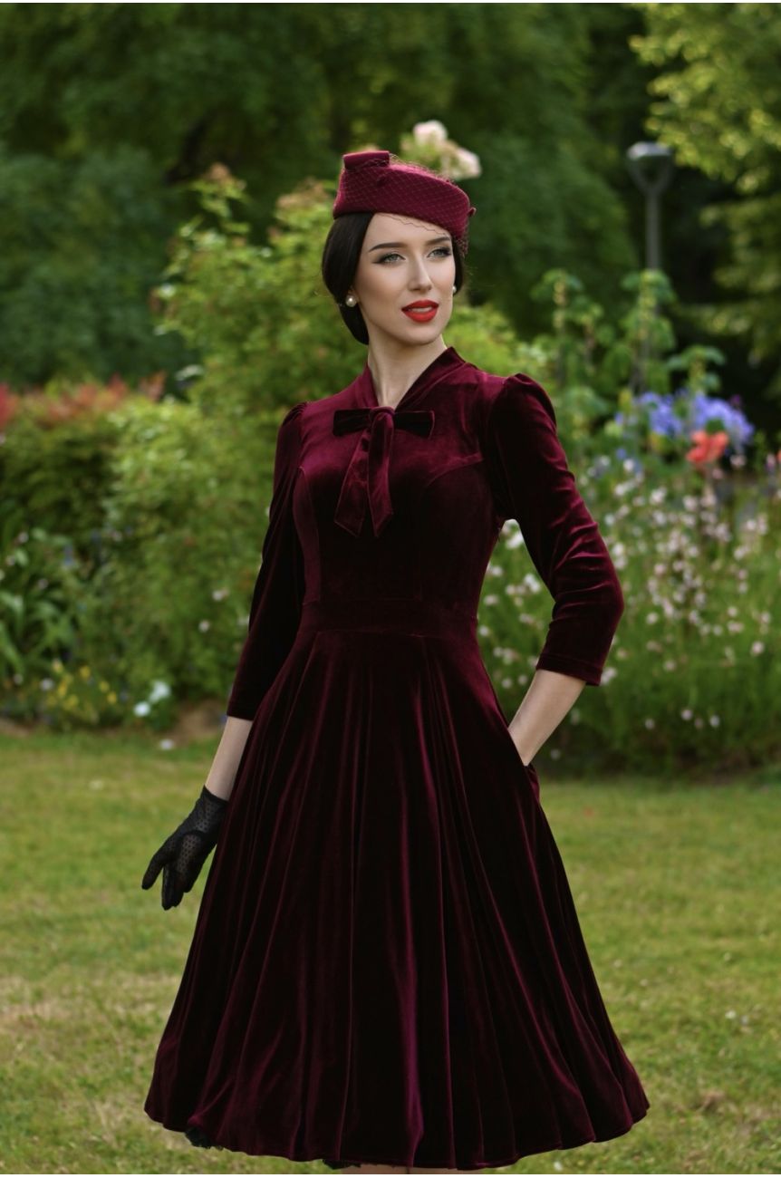 Robe retro en velours Hearts and roses
