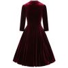 Robe retro en velours manches 3/4