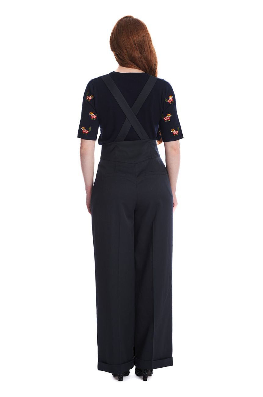 Pantalon Bretelles Femme Bleu annee 40