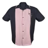 Chemise rockabilly Crown black pink rayures verticales audacieuses rebelle