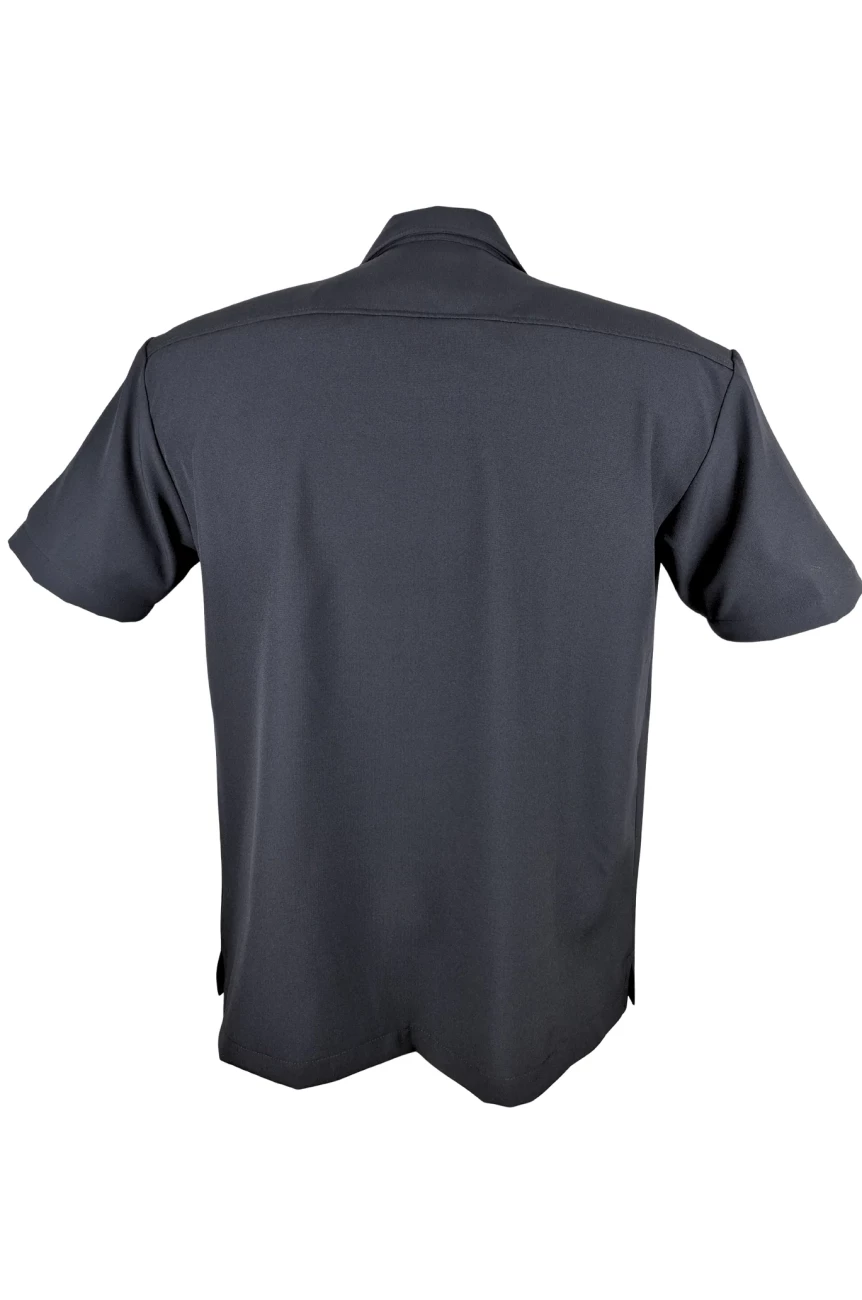 Bowling shirt Crown broderie royale noire pink rose manches courtes rock