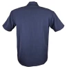 Chemise rockabilly Crown navy sage rayures verticales col ouvert elegant