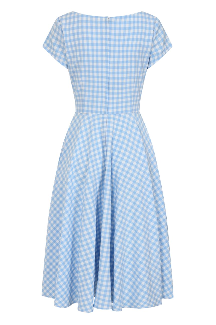Robe Vichy Bleu Blanc Lacage Taille - Pin-Up Swing Vintage