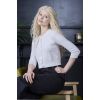 Cardigan court ivoire tricot ajoure manches 3/4 boutons vintage pin-up coton