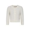 Cardigan vintage ivoire tricot fantaisie ajoure coton manches trois-quarts