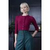 Cardigan court bordeaux tricot ajoure manches 3/4 boutons vintage pin-up coton