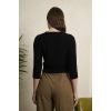 Gilet court noir maille ajouree point fantaisie encolure ronde retro classique
