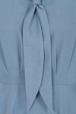 Robe vintage bleu ciel noeud lavalliere corsage ajuste midi pin-up retro