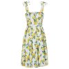 Robe dolce vita citrons blanc jaune bretelles epaules jupe swing elegant