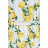 Robe annees 50 motif citrons mediterraneens blanc bretelles nouees vintage