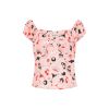 Top rockabilly Las Vegas rose off-shoulder manches courtes casino vintage