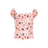 Top vintage casino Las Vegas rose bardot manches bouffantes ajuste retro