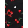 Top rockabilly noir cerises rouges epaules denudees zip invisible vintage